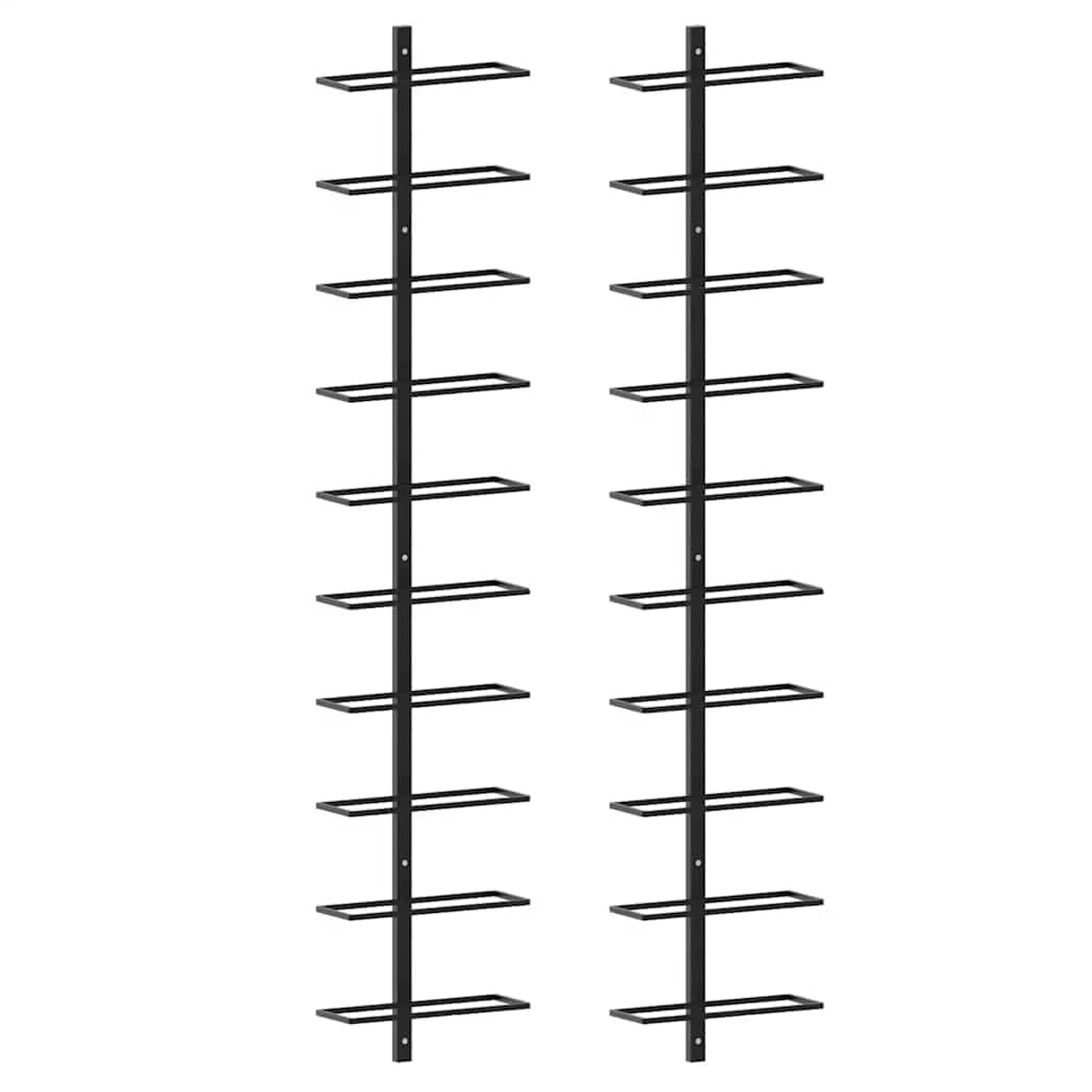 Wand-Weinregale für 20 Flaschen 2 Stk. Schwarz Metall