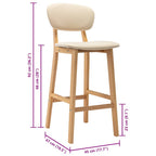 Barhocker 2 Stk. Creme Stoff