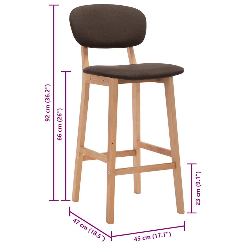 Barhocker 2 Stk. Braun Stoff