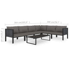 7-tlg. Garten-Lounge-Set mit Auflagen Poly Rattan Anthrazit