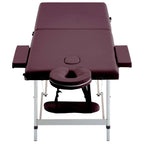 Massageliege Klappbar 2-Zonen Aluminiumgestell Bordeaux-Lila