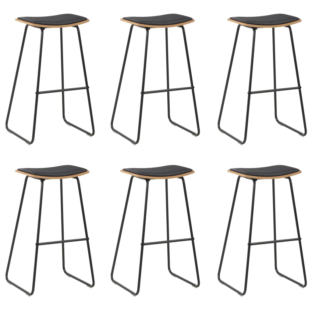 Barshocker 6 Stk. Schwarz Kunstleder