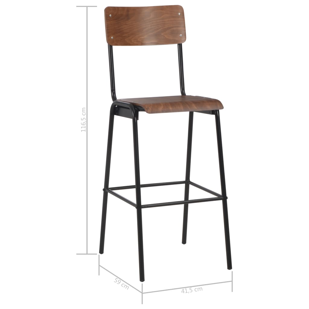 Barhocker 6 Stk. Massives Sperrholz Stahl
