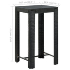 Garten-Bartisch Schwarz 60,5x60,5x110,5 cm Poly Rattan