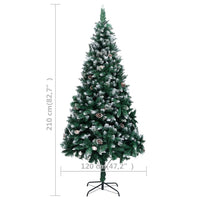 Künstlicher Weihnachtsbaum mit Zapfen und Schnee 210 cm