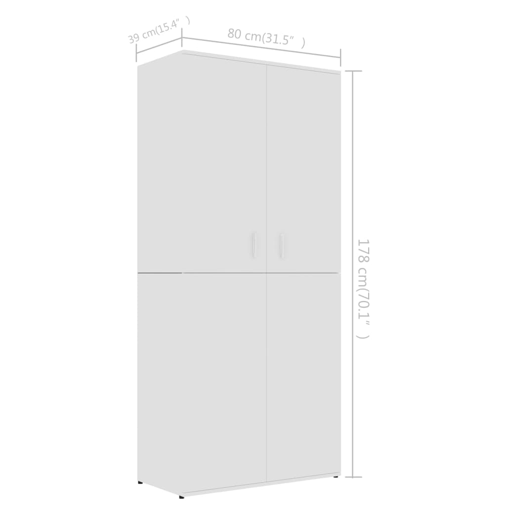 Schuhschrank Weiß 80×39×178 cm Holzwerkstoff