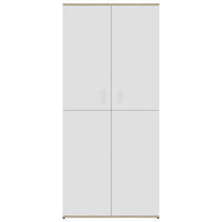 Schuhschrank Weiß & Sonoma-Eiche 80x39x178 cm Holzwerkstoff