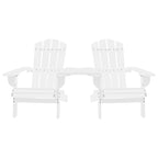 Adirondack-Gartenstühle mit Tisch Massivholz Tanne Weiß