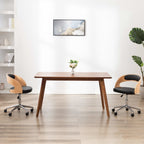 Drehbarer Bürostuhl Schwarz Bugholz und Kunstleder