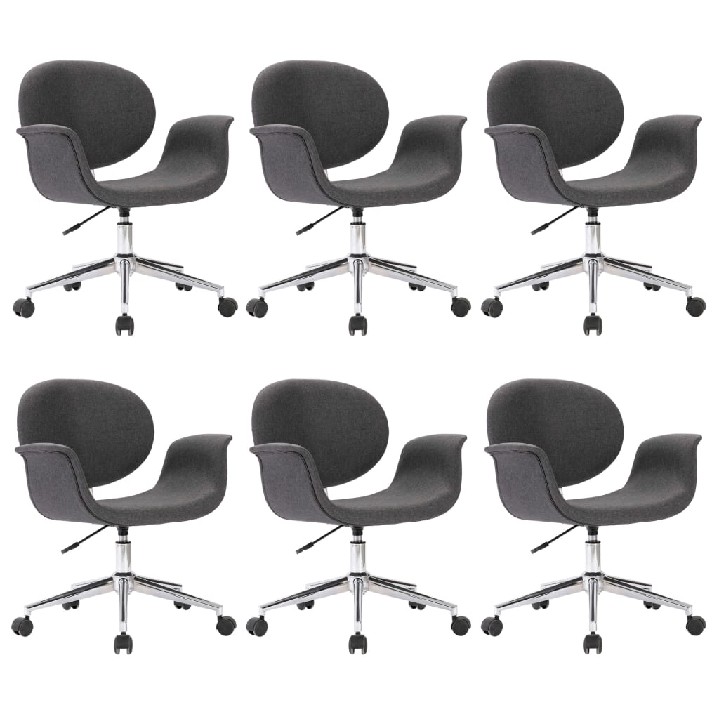 Drehbare Esszimmerstühle 6 Stk. Grau Stoff