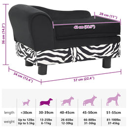 vidaXL Hundesofa Schwarz 57x34x36 cm Plüsch