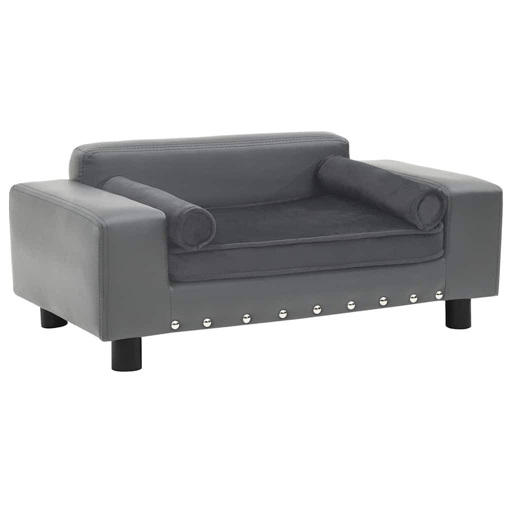 vidaXL Hundesofa Grau 81x43x31 cm Plüsch und Kunstleder