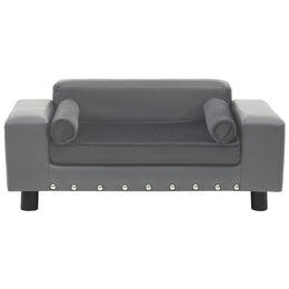 vidaXL Hundesofa Grau 81x43x31 cm Plüsch und Kunstleder