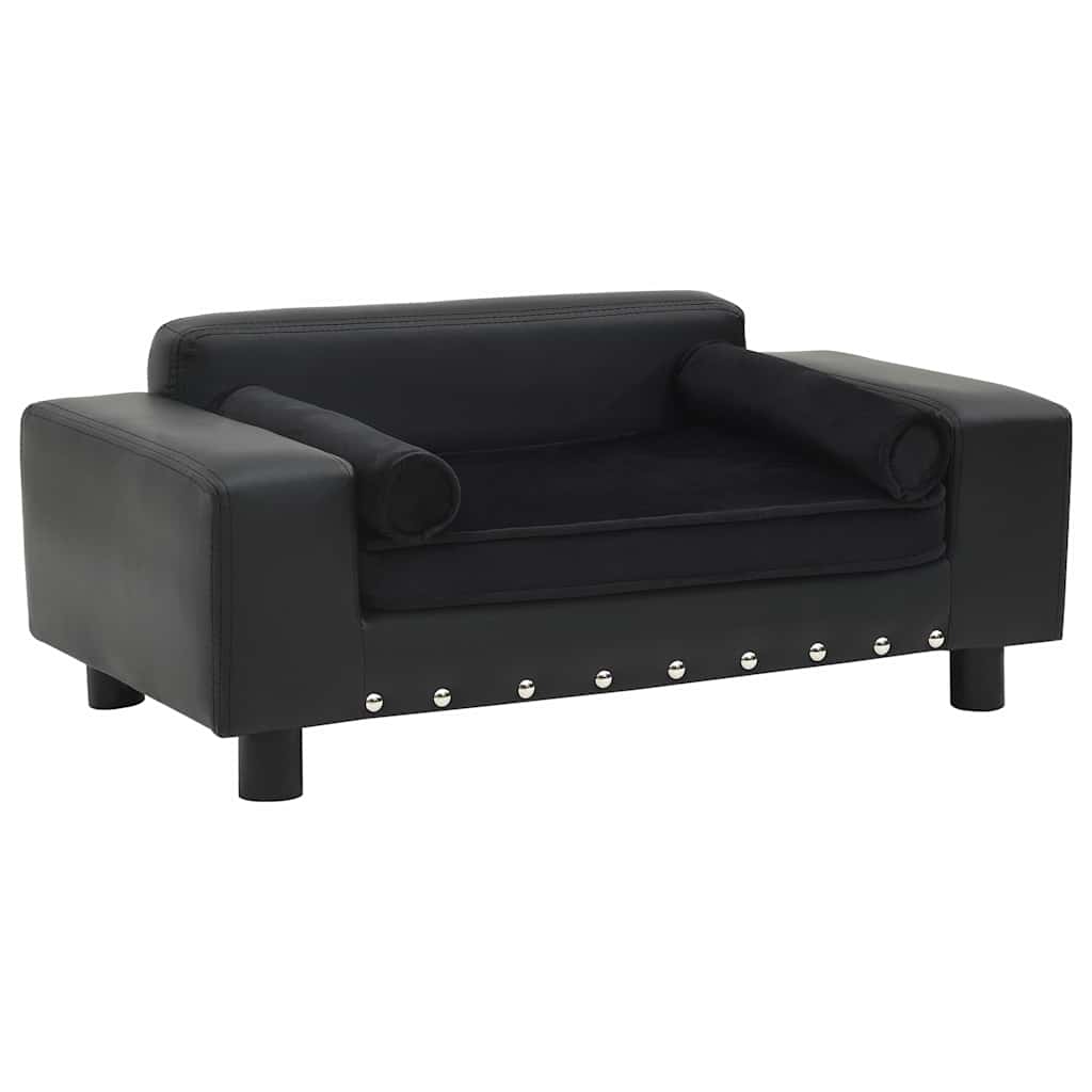 vidaXL Hundesofa Schwarz 81x43x31 cm Plüsch und Kunstleder