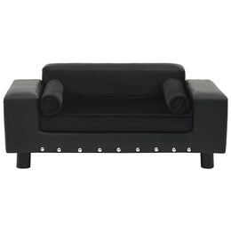 vidaXL Hundesofa Schwarz 81x43x31 cm Plüsch und Kunstleder