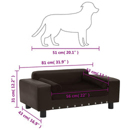 vidaXL Hundesofa Braun 81x43x31 cm Plüsch und Kunstleder