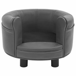 vidaXL Hundesofa Grau 48x48x32 cm Plüsch und Kunstleder