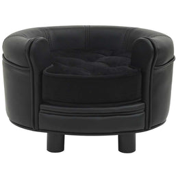 vidaXL Hundesofa Schwarz 48x48x32 cm Plüsch und Kunstleder
