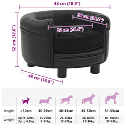 vidaXL Hundesofa Schwarz 48x48x32 cm Plüsch und Kunstleder