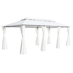 Pavillon mit Vorhängen 600x298x270 cm Weiß 180g/m²
