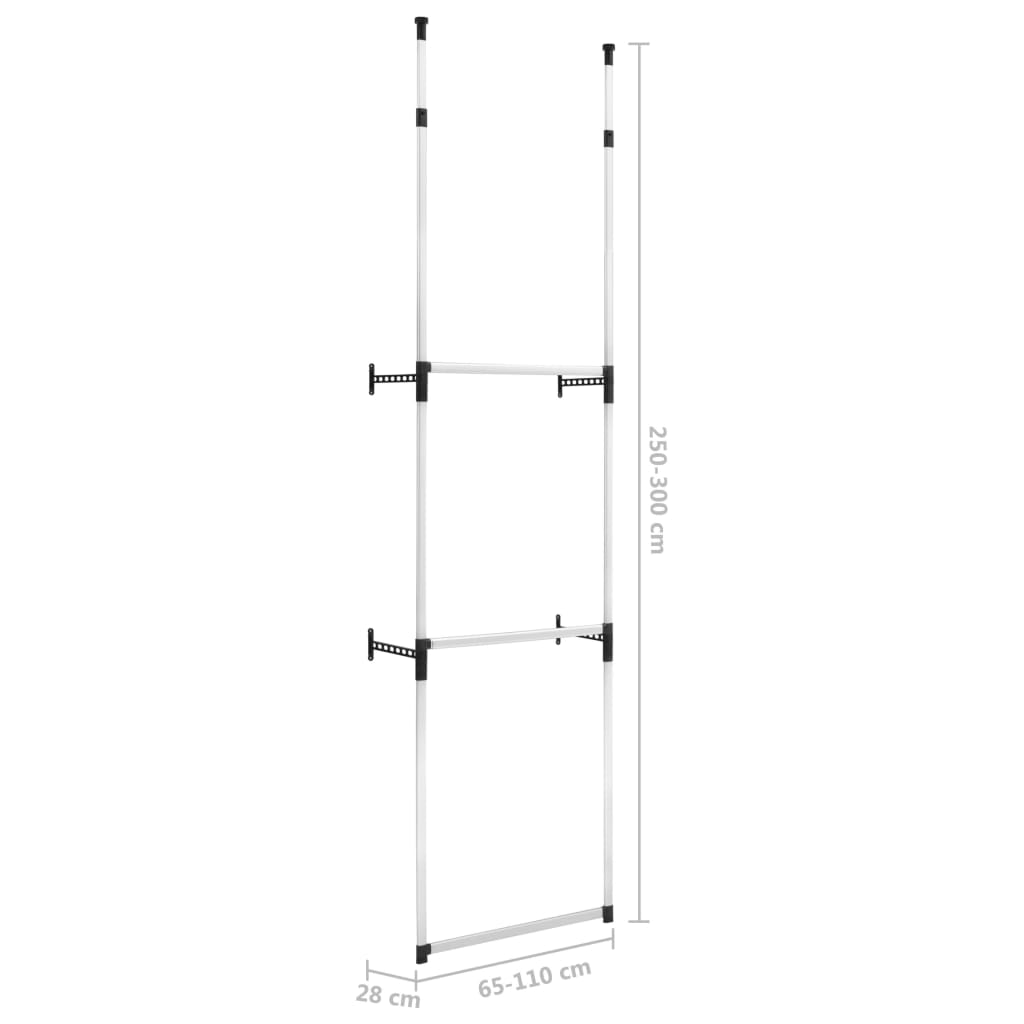 Teleskop-Garderobe mit Stangen Aluminium