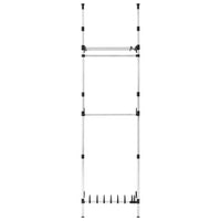 Teleskop-Garderobe mit Stangen und Regal Aluminium