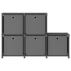 Würfel-Regal mit Boxen 5 Fächer Grau 103x30x72,5 cm Stoff