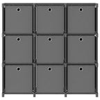 Würfelregal mit 9 Boxen Grau 103x30x107,5 cm Stoff