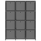 Würfel-Regal mit Boxen 12 Fächer Grau 103x30x141 cm Stoff