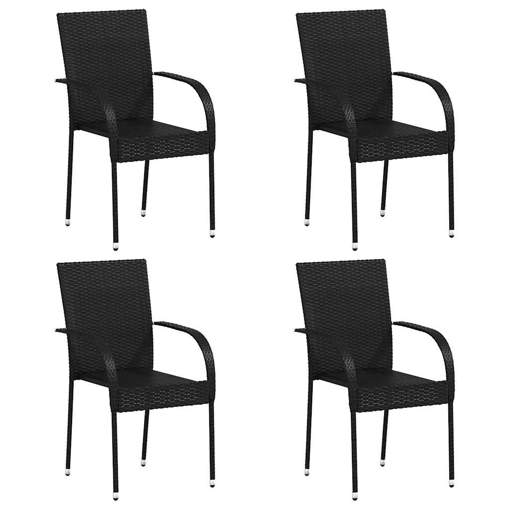 Stapelbare Gartenstühle 4 Stk. Poly Rattan Schwarz