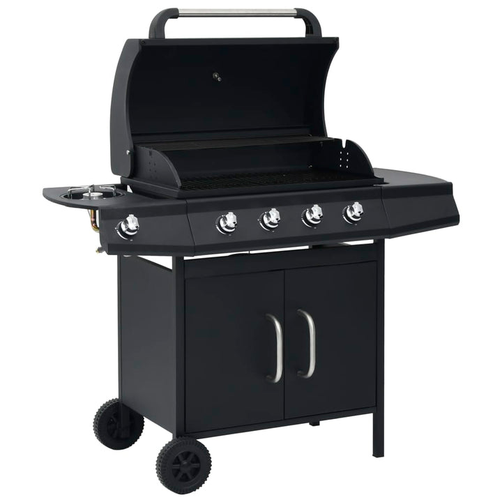 Gasgrill 4+1 Flammen Schwarz Stahl