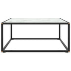 Couchtisch Schwarz mit Weißem Glas in Marmor-Optik 80x80x35 cm