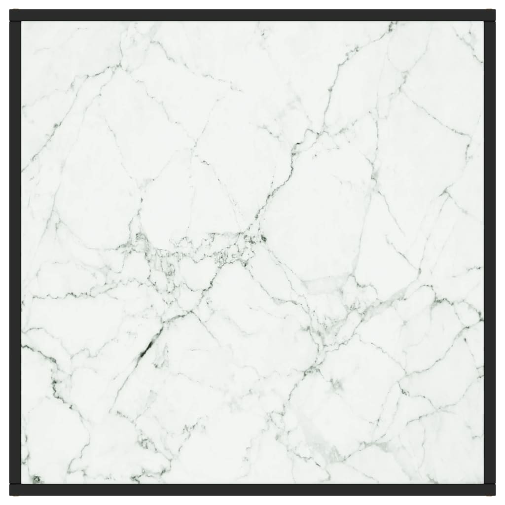 Couchtisch Schwarz mit Weißem Glas in Marmor-Optik 80x80x35 cm