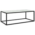Couchtisch Schwarz mit Weißem Glas in Marmor-Optik 100x50x35 cm