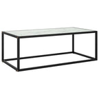 Couchtisch Schwarz mit Weißem Glas in Marmor-Optik 100x50x35 cm