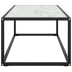 Couchtisch Schwarz mit Weißem Glas in Marmor-Optik 100x50x35 cm
