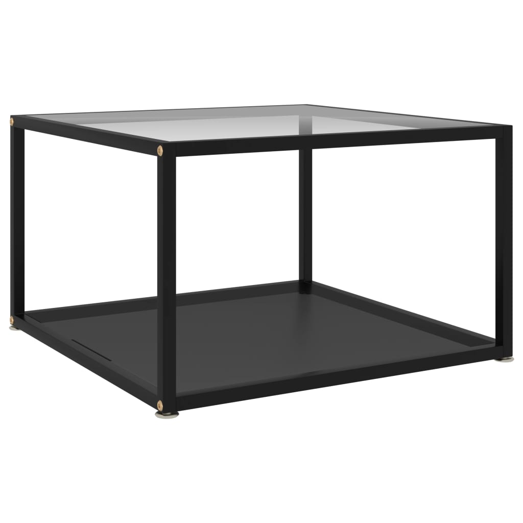 Couchtisch Transparent und Schwarz 60x60x35 cm Hartglas