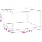 Couchtisch Schwarz mit Weißem Glas Marmor-Optik 90x90x50 cm