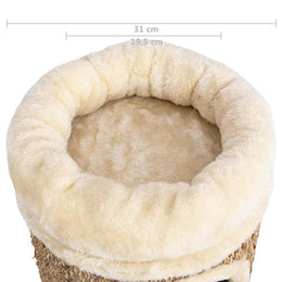 vidaXL Katzenhaus mit Luxuriösem Katzenbett 33 cm Seegras