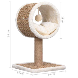 vidaXL Katzen-Kratzbaum mit Tunnel und Spielzeug 56 cm Seegras