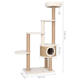 vidaXL Katzen-Kratzbaum mit Luxuriösem Kissen 148 cm Seegras