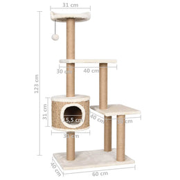 vidaXL Katzen-Kratzbaum 123 cm Seegras