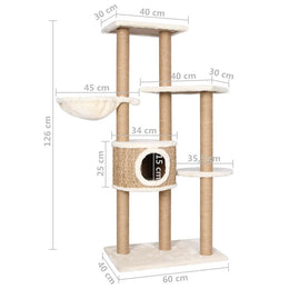 vidaXL Katzen-Kratzbaum 126 cm Seegras