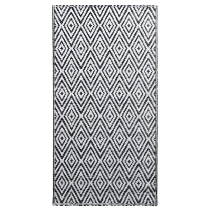 Outdoor-Teppich ARAKIL Weiß und Schwarz 190x290 cm PP