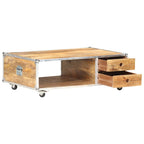 Couchtisch 89x59x33 cm Massives Raues Mangoholz