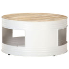 Couchtisch Weiß 68x68x36 cm Massivholz Mango