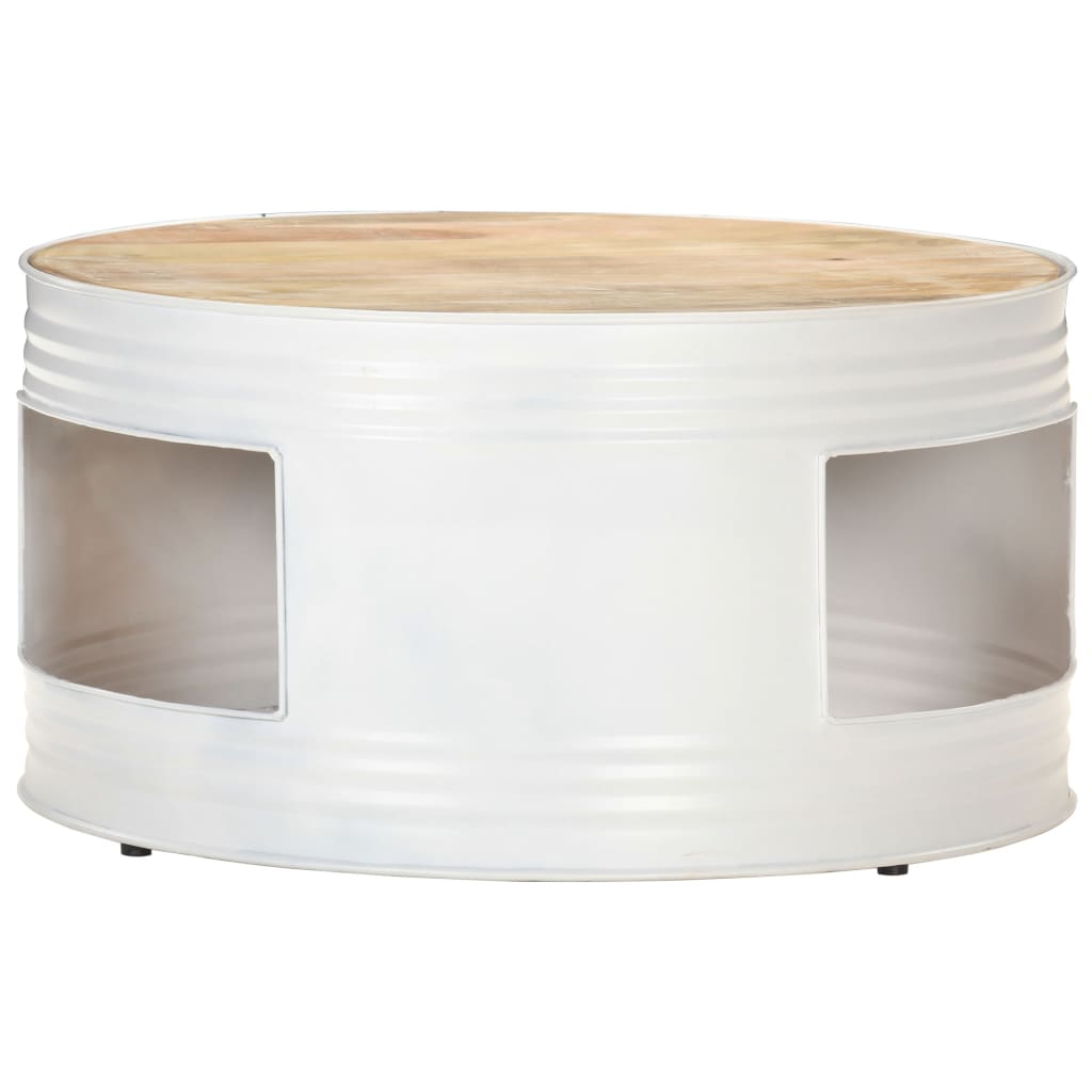 Couchtisch Weiß 68x68x36 cm Massivholz Mango