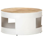 Couchtisch Weiß 68x68x36 cm Massivholz Mango