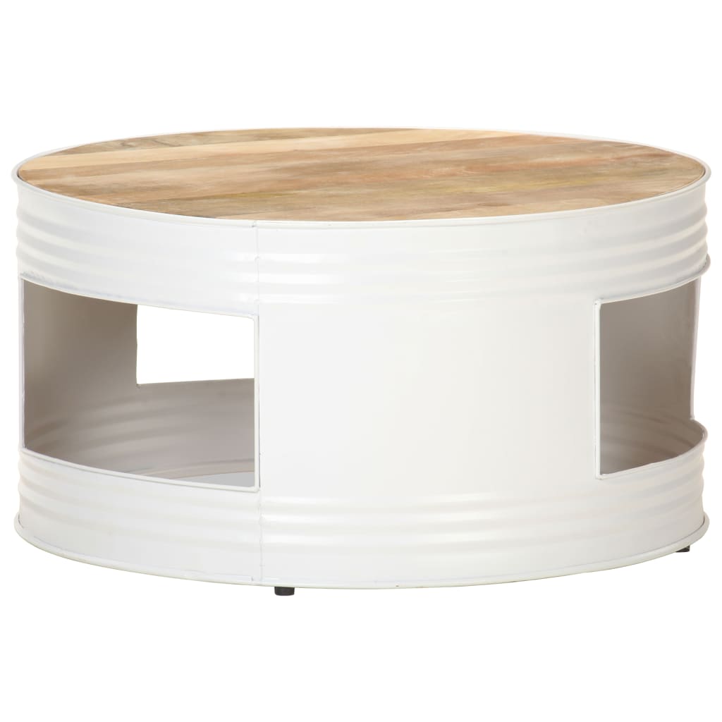 Couchtisch Weiß 68x68x36 cm Massivholz Mango
