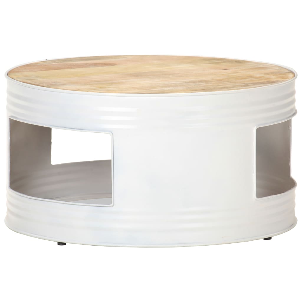 Couchtisch Weiß 68x68x36 cm Massivholz Mango
